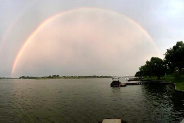 rainbow over water